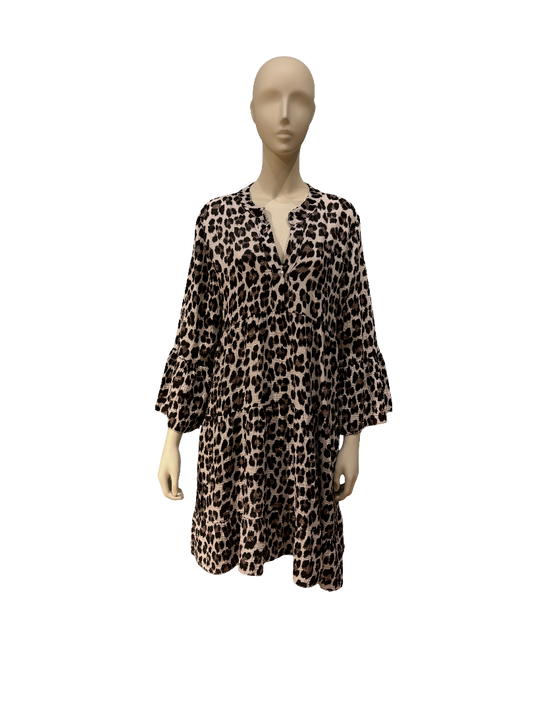 Musselin Kleid mit  Leoparden Print