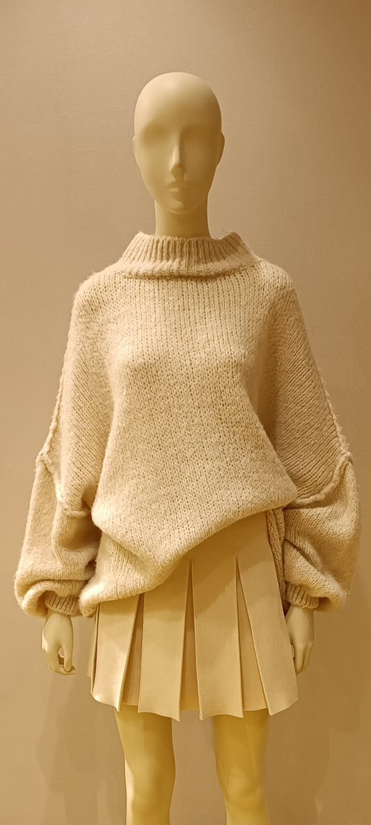 Oversized Pullover mit Aussennähten 'Beige'