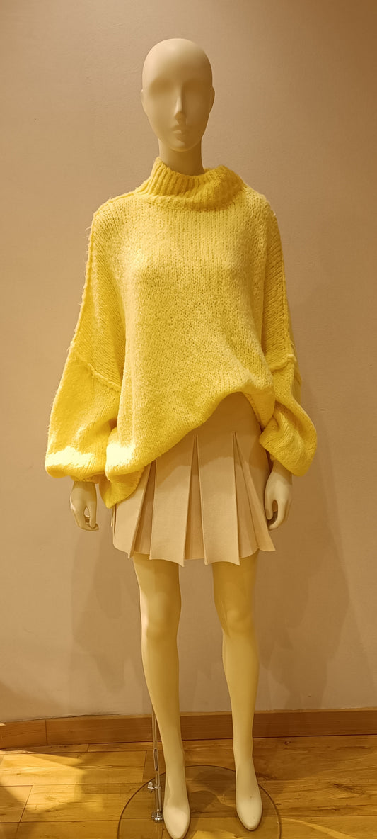 Oversized Pullover mit Aussennähten 'Gelb'