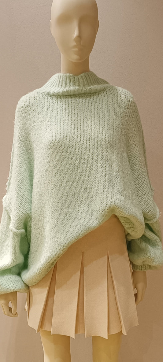 Oversized Pullover mit Aussennähten 'Grün'