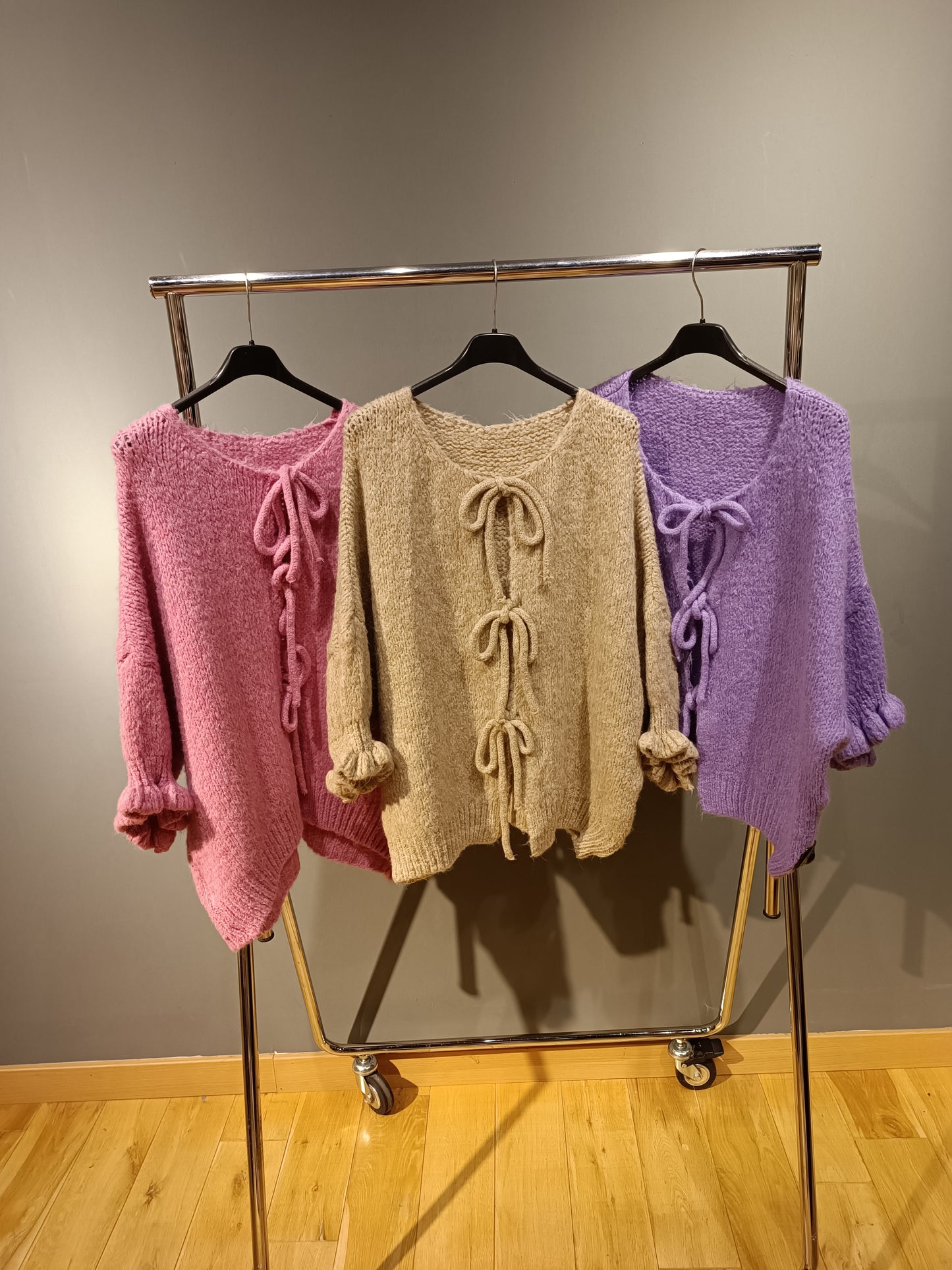 Flausch Cardigan mit Schleifen 'Beige'