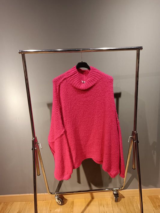 Oversized Pullover mit Aussennähten 'Pink'