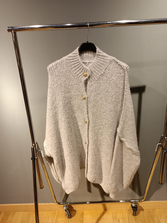 Cardigan mit goldenen Knöpfen 'Hellgrau'